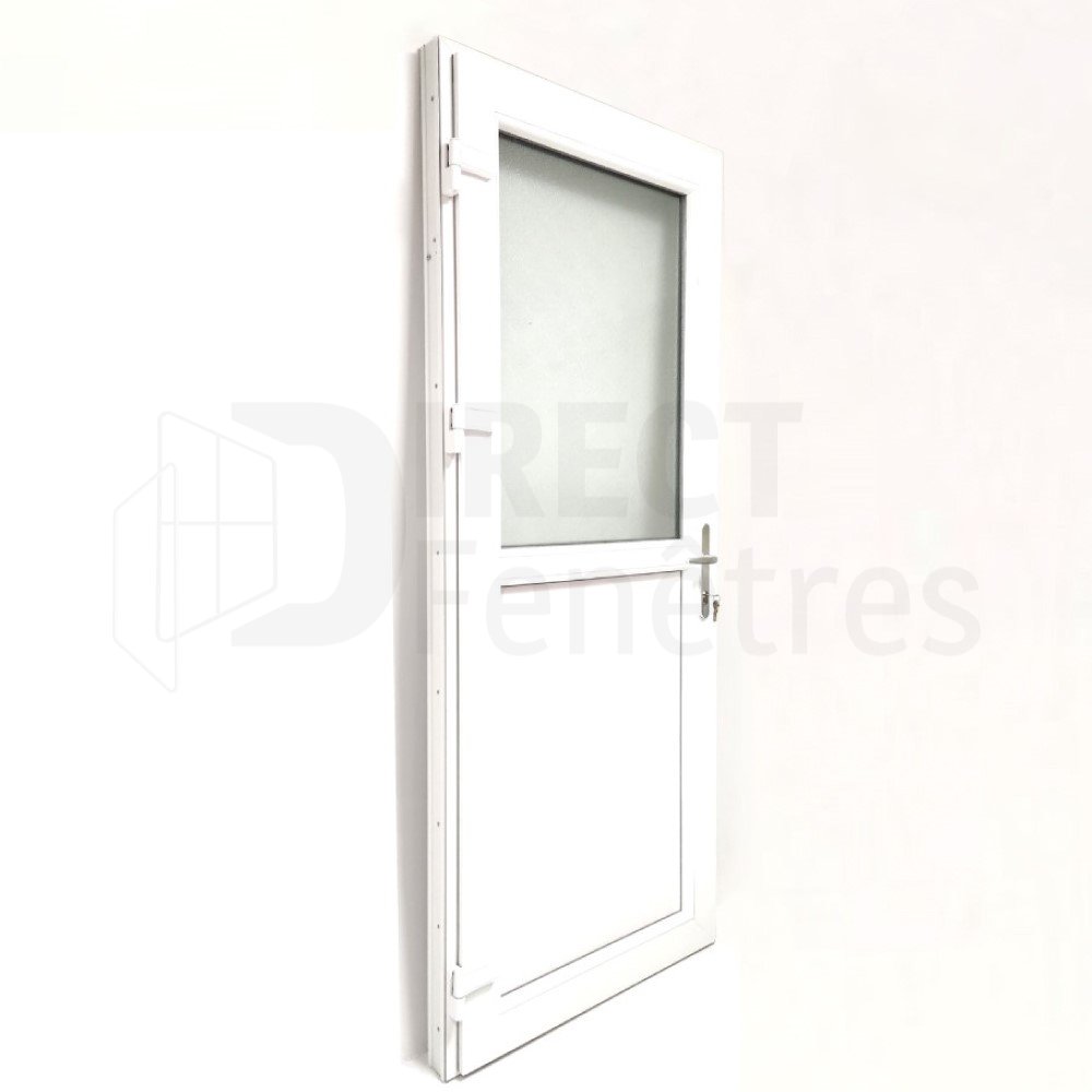 Porte de service PVC BIZERTE blanc vitrée sans croisillon gauche
