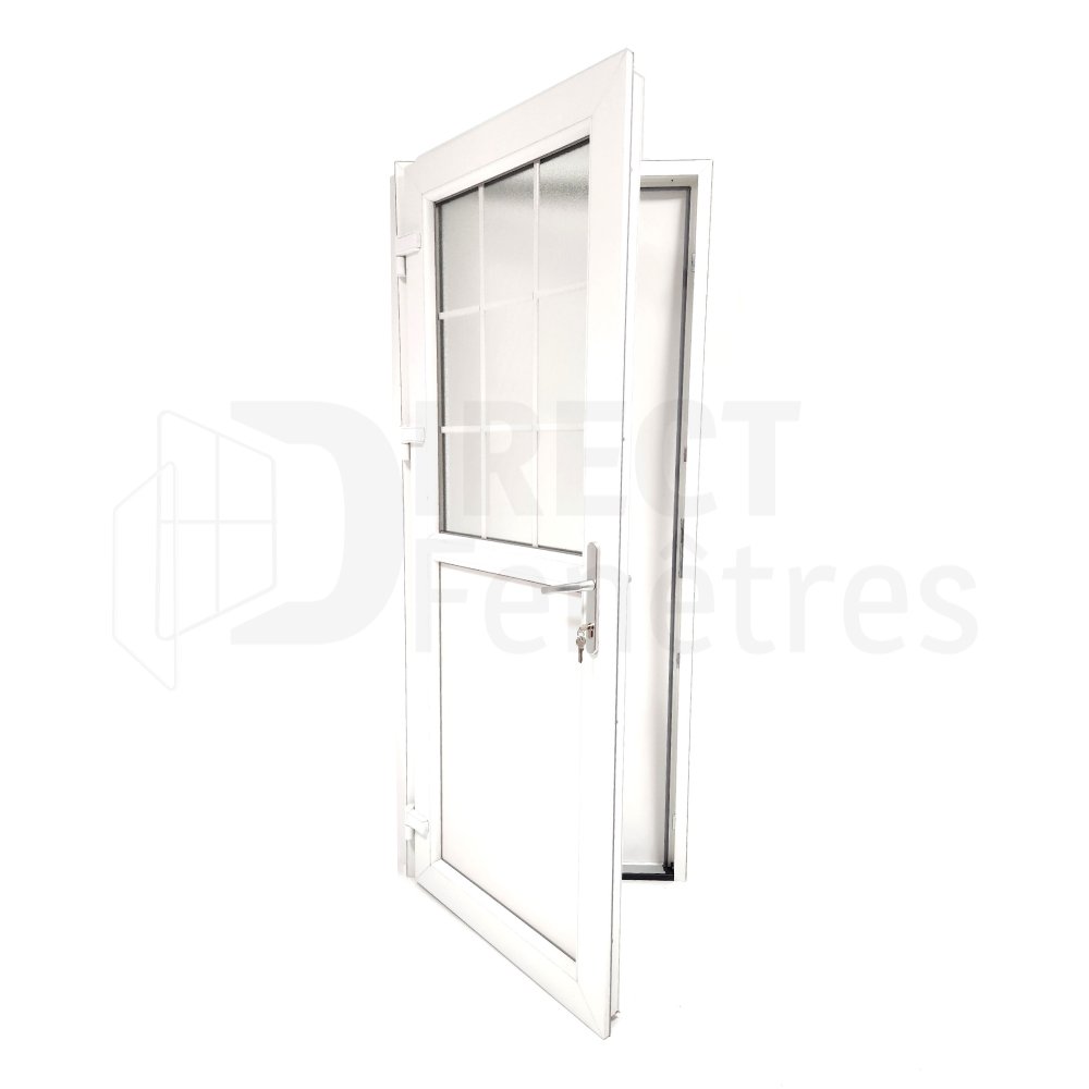 Porte de service PVC blanc vitrée ouvrant droit L 960mm x H 2180mm