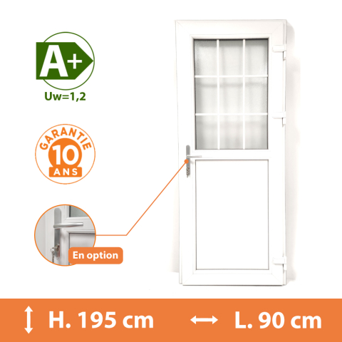Porte_de_service_1/2_vitree_Croisillons_Blanc